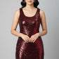 Red Sequin Midi Cocktail Dress