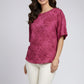 Floral Printed Round Neck Top – Maroon | Viscose Blend