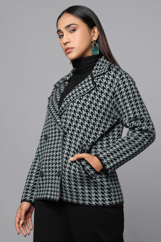 Houndstooth Heritage Green Knit Jacket