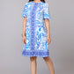 Blue Bloom Print A-Line Dress