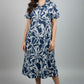 Abstract Print Shirt Dress -  Blue | Lyocell Denim