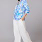 Blue Tile Print Shirt Top