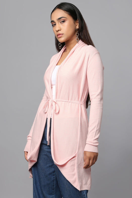 Versatile Belted Knitwear - Pink