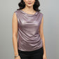 Pink Metallic Draped Top