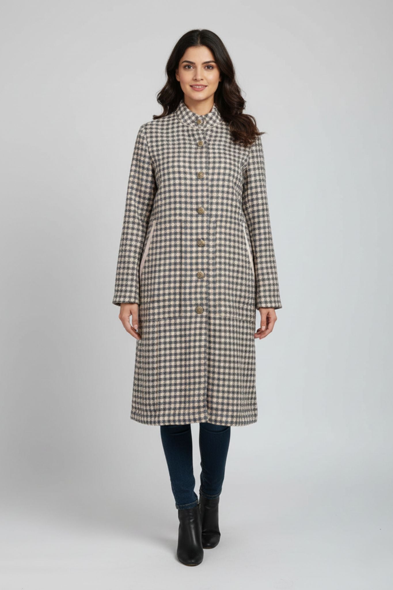 Pink Checked Longline Jacket