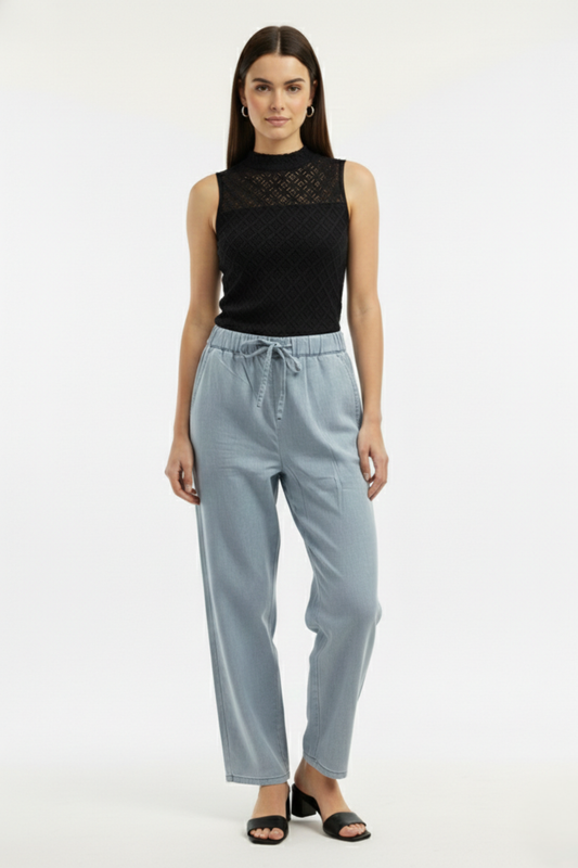 Soft Blue Lyocell Denim Trouser