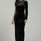 One-Shoulder Midi Dress - Black | Velvet