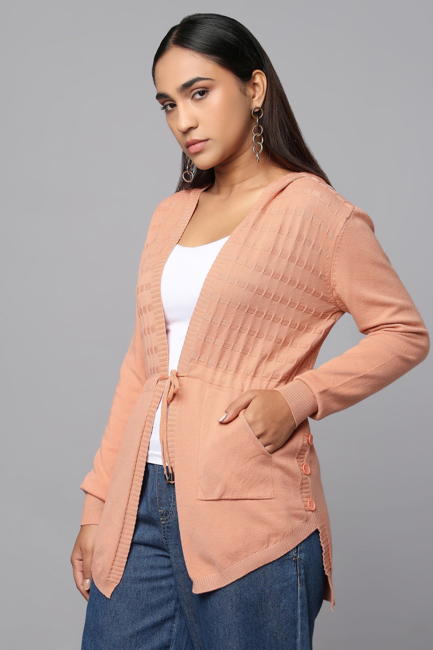 Everyday Knit Hoodie with Pockets - Pink