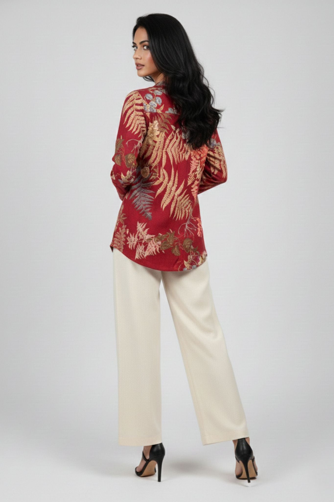 V-Neck Floral Tunic – Red | Viscose Blend