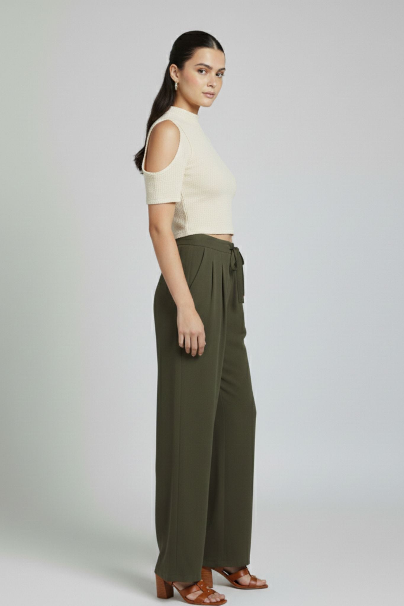 Minimal Straight Fit Trousers - Olive | Polyester