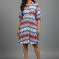 Blue Chevron Pattern Shirt Dress