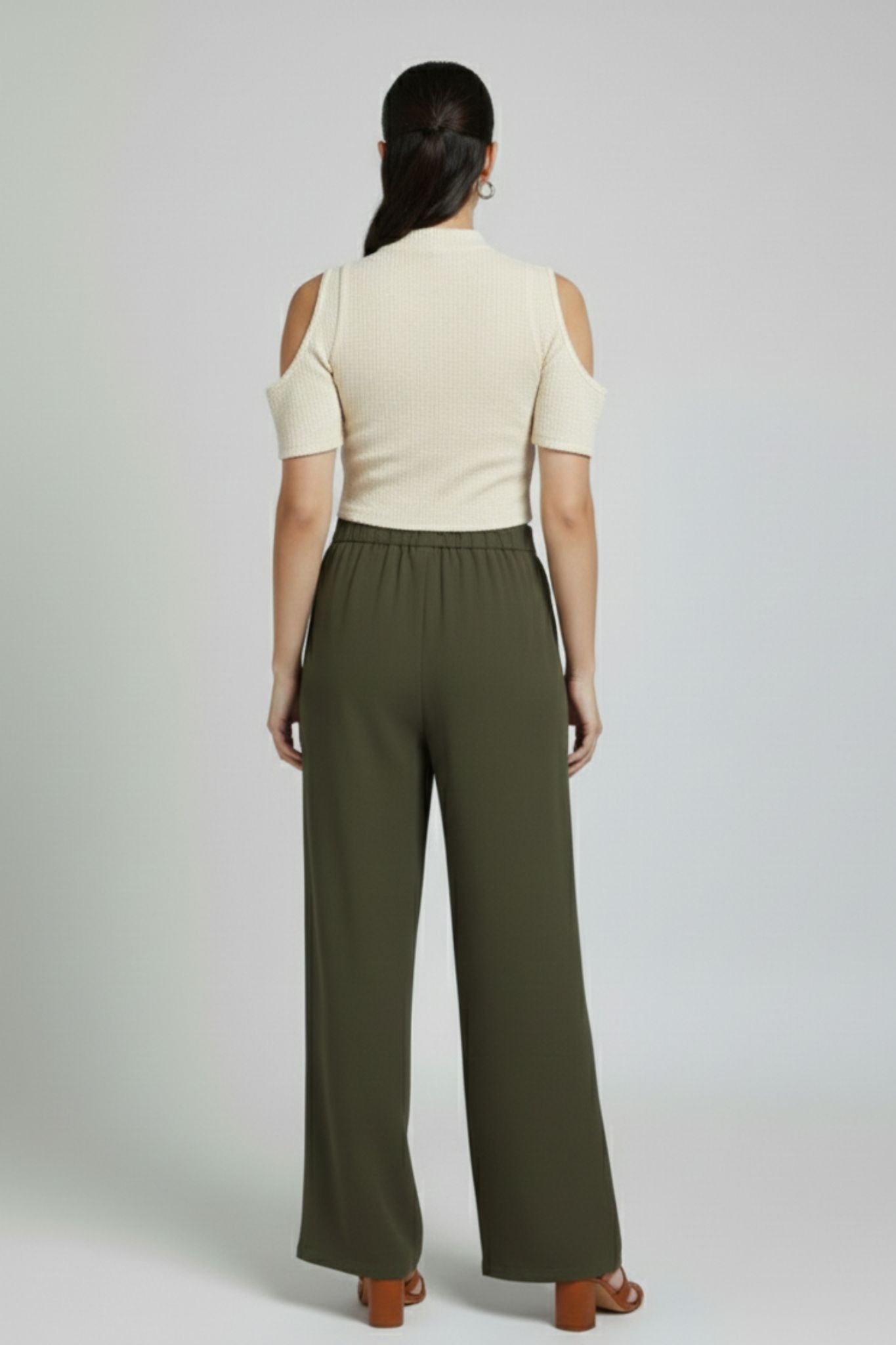 Minimal Straight Fit Trousers - Olive | Polyester