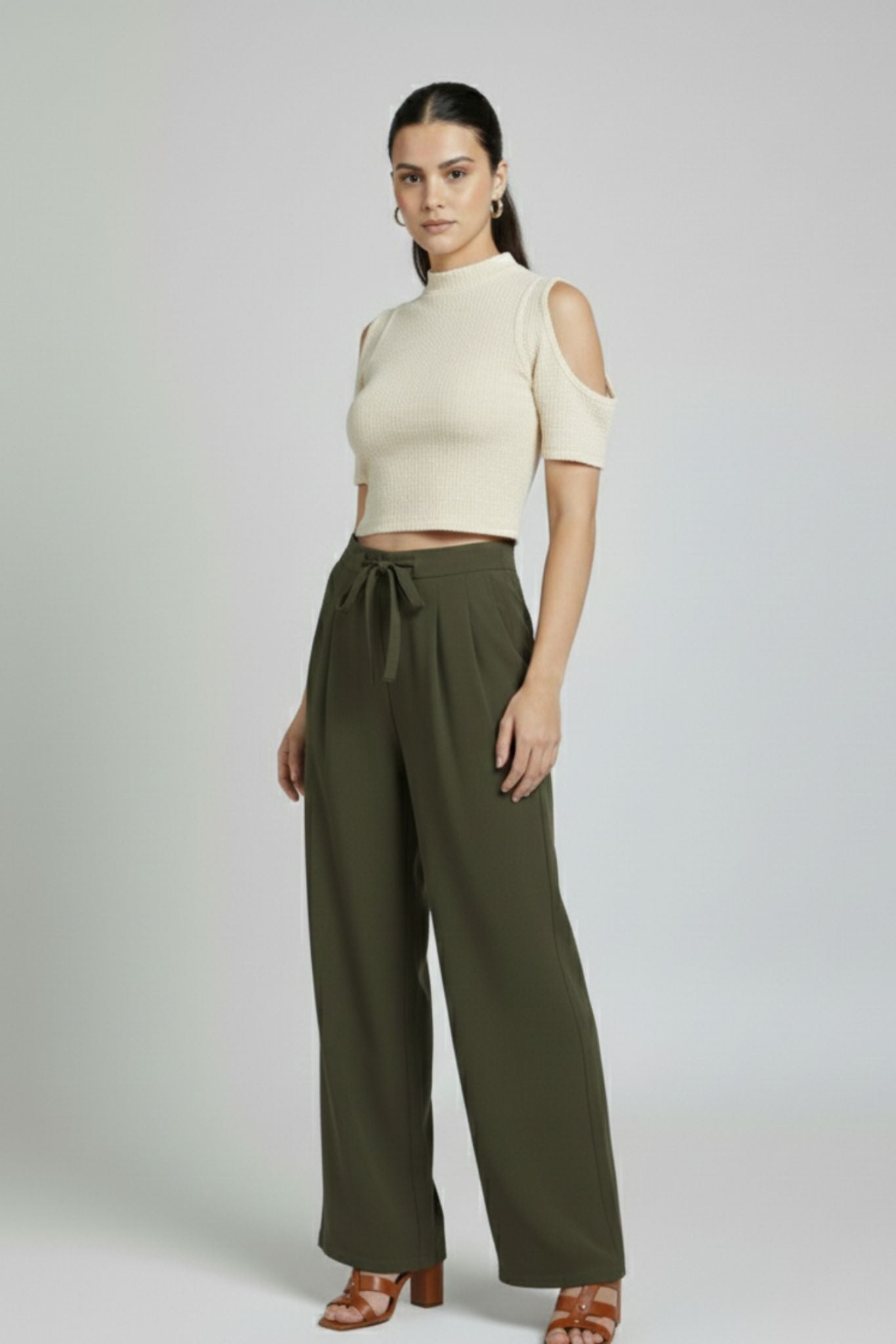 Minimal Straight Fit Trousers - Olive | Polyester
