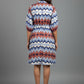 Blue Chevron Pattern Shirt Dress