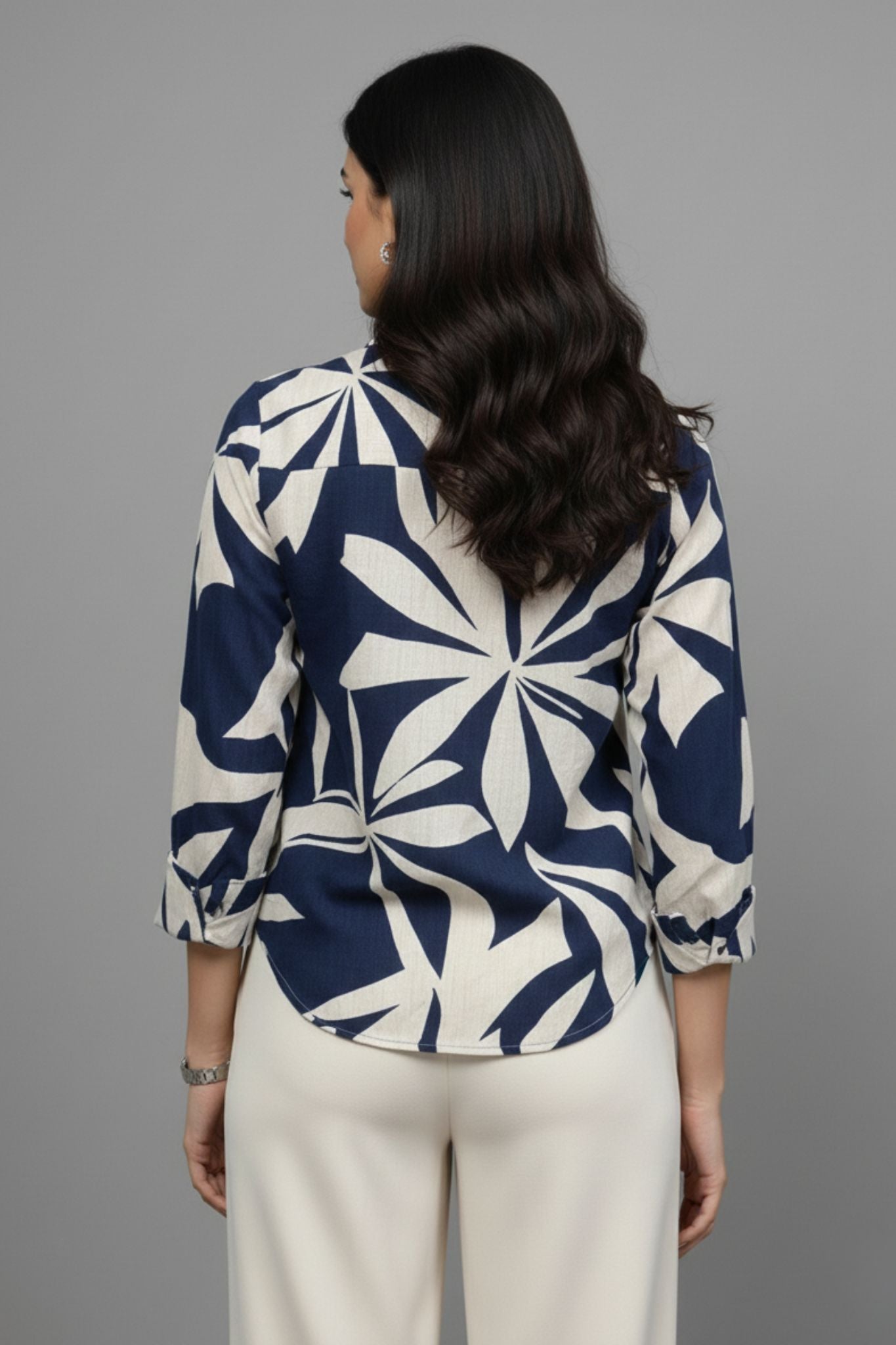 Modern Floral Shirt - Navy | Viscose Blend