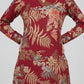 V-Neck Floral Tunic – Red | Viscose Blend