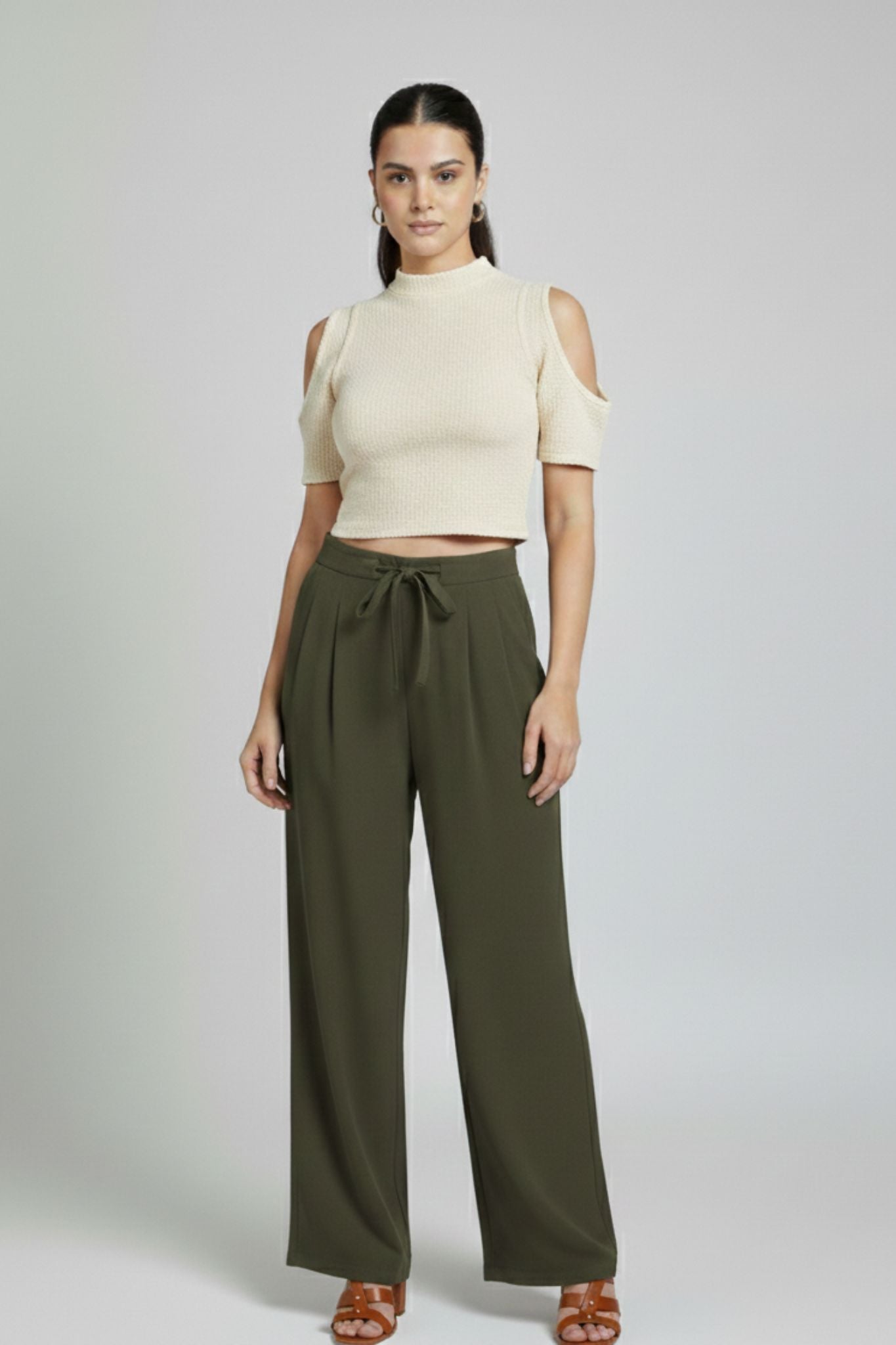 Minimal Straight Fit Trousers - Olive | Polyester