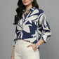 Modern Floral Shirt - Navy | Viscose Blend