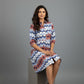 Blue Chevron Pattern Shirt Dress