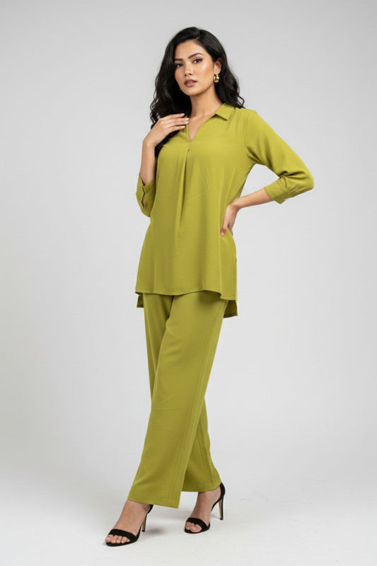 Everyday Ease Co-Ord Set - Green | Polyester
