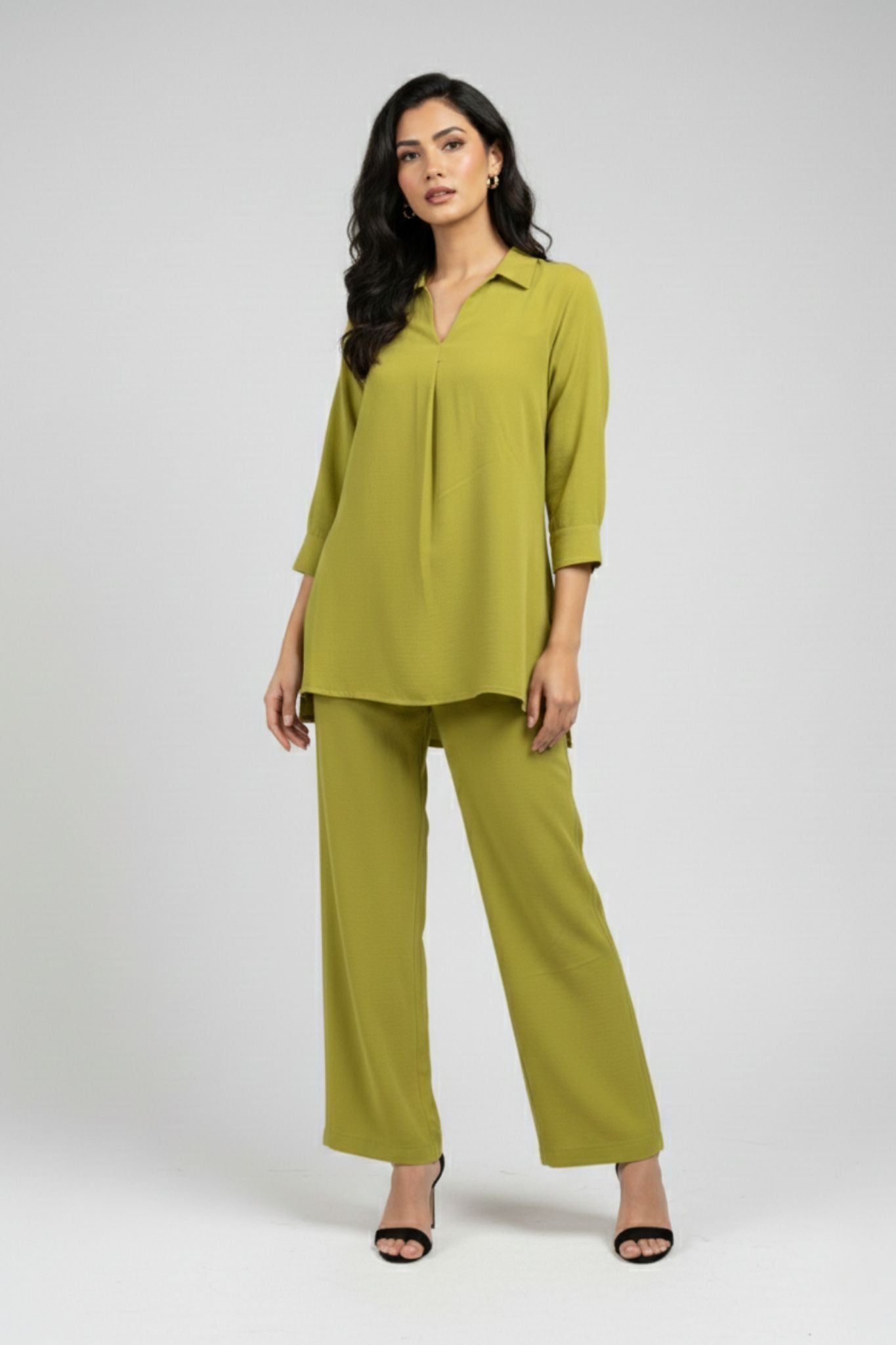 Everyday Ease Co-Ord Set - Green | Polyester