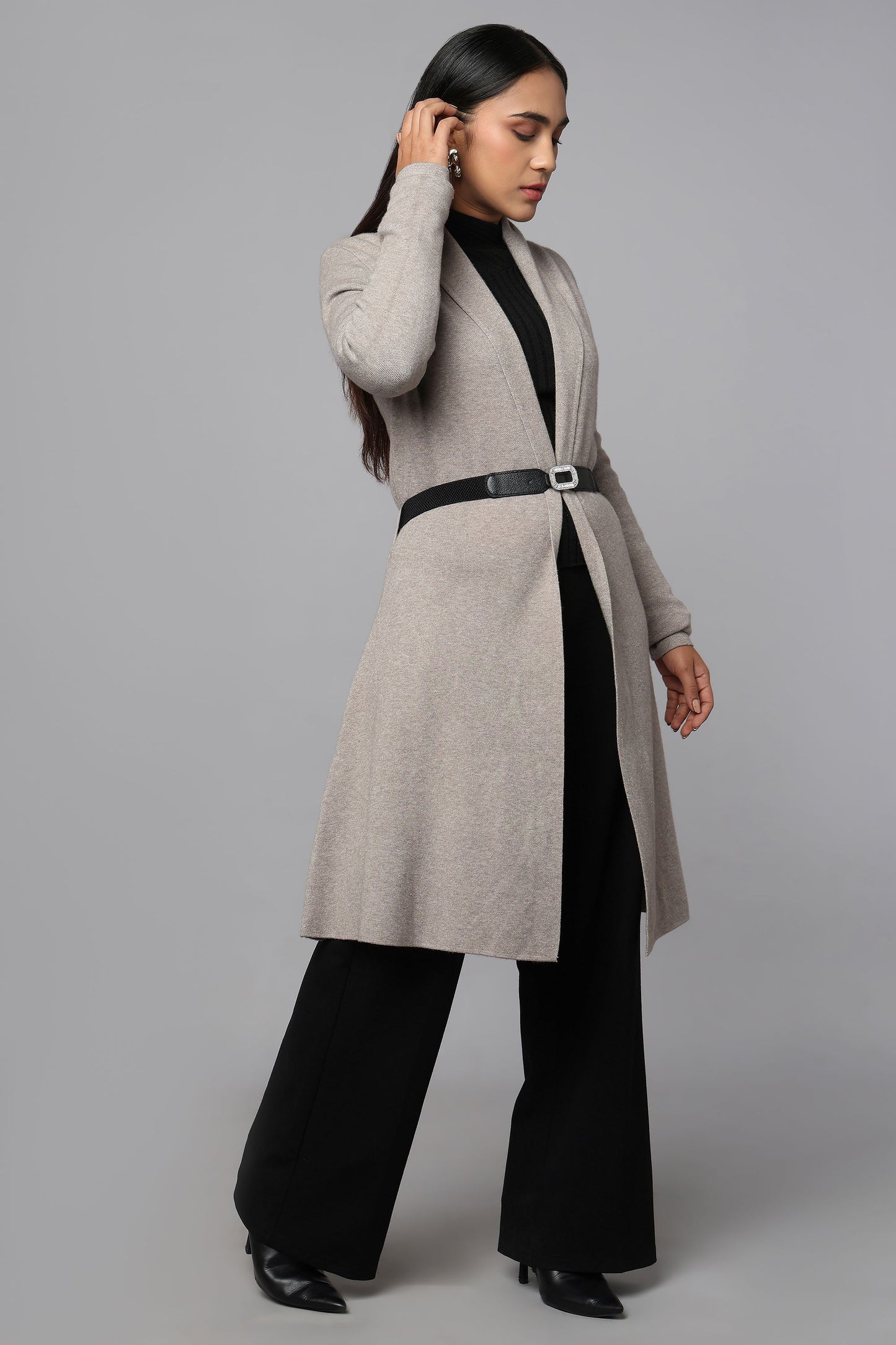 The Cinched Grace Sweater - Grey