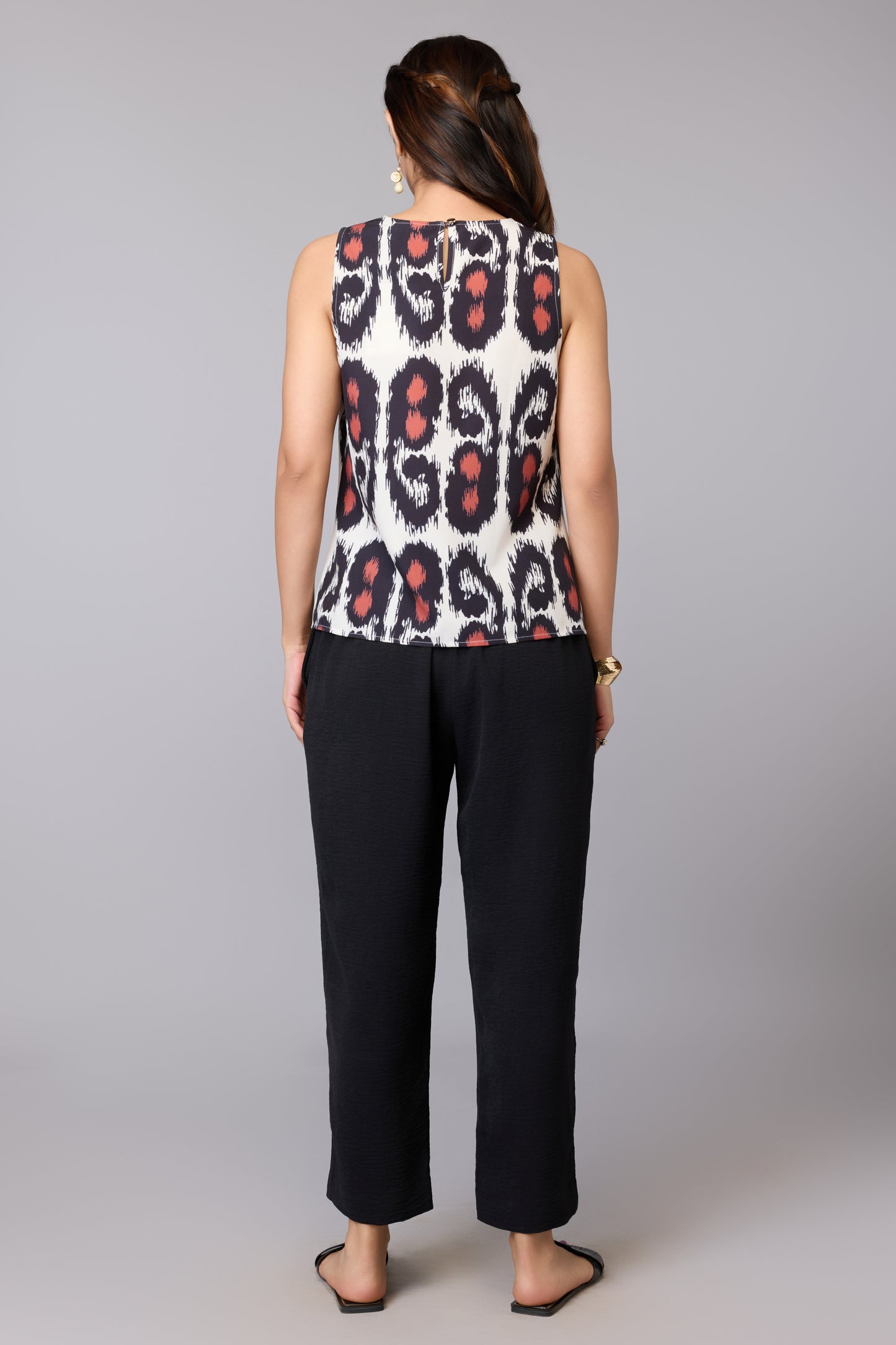 Asymmetrical Ikat Print Sleeveless Top