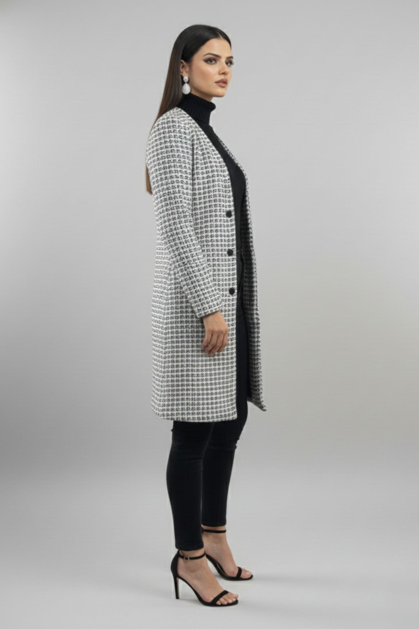 White Textured Longline Jacket