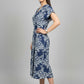 V-neck Printed Midi Dress - Blue | Lyocell Denim