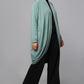 Longline Knit Sweater with Draped Hem - Sage