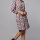 Purple Floral Shirt Dress with Waist Belt