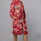 Red Printed Tie-Waist Shirt Dress
