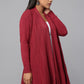 Diamond Knit Longline Cardigan - Maroon