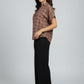 Short Sleeve Printed V-Neck Top – Rust | Viscose Blend