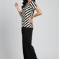 Criss Cross Neck Striped Top – Black & White | Silk Blend