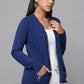 Knit Zip-Front Blue Sweater with Pocket Detail