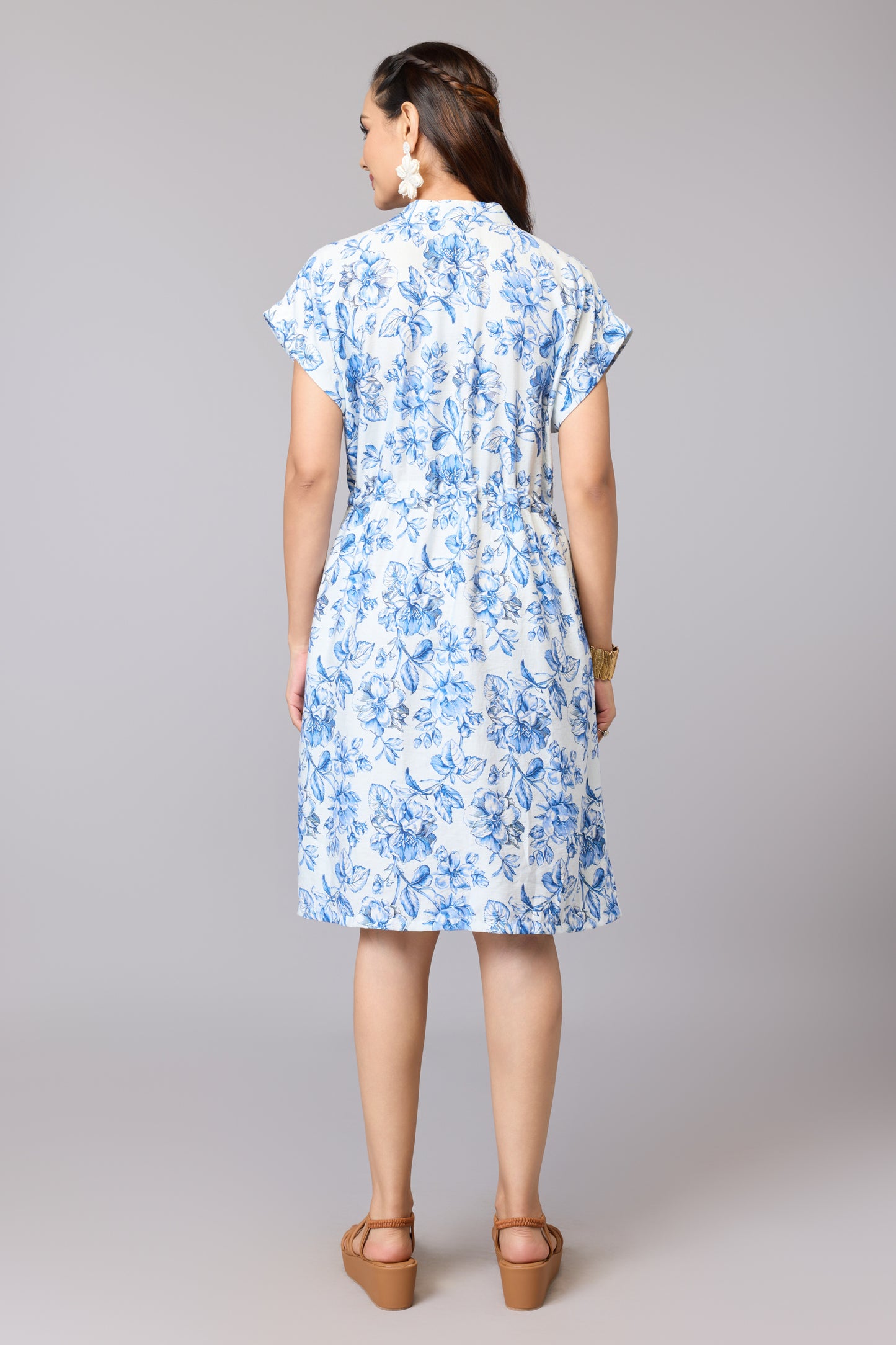 Blue Blossom Drawstring Dress