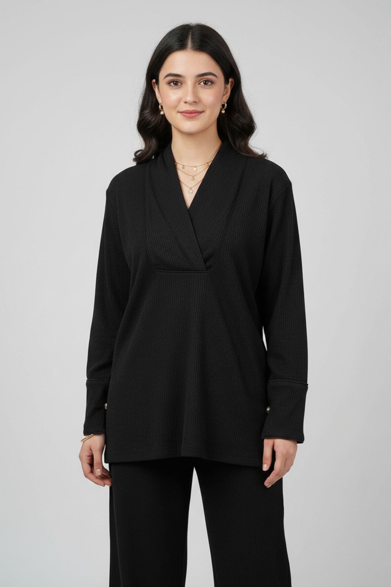 Black Textured Co-Ord Set