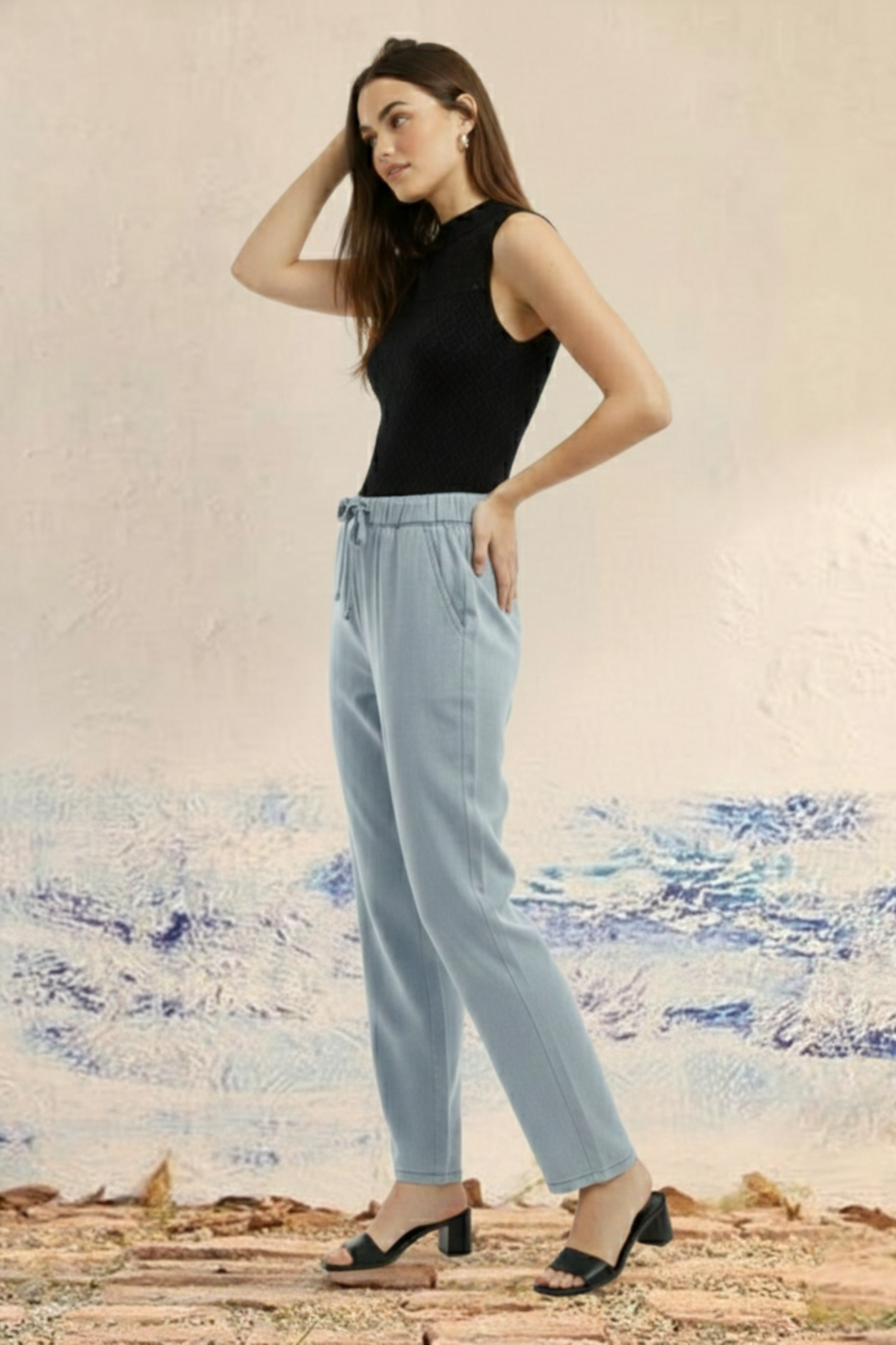 Soft Blue Lyocell Denim Trouser