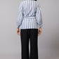 Striking Grey Stripe Wrap Top