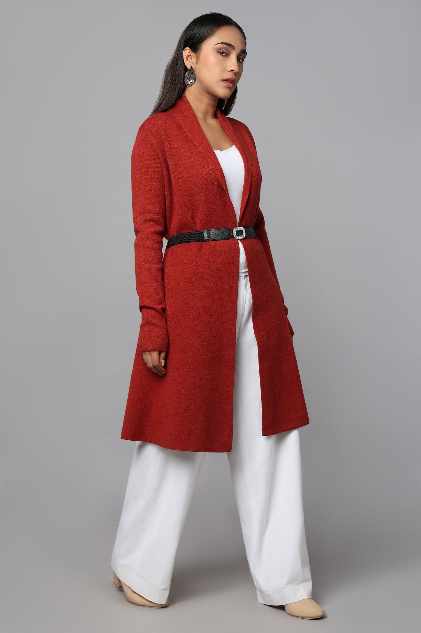 The Cinched Grace Sweater - Rust