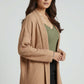 Dark Beige Ribbed Open Shrug