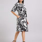 Black & White Floral Tie-Up Dress