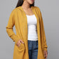 Hooded Embellished Longline Cardigan - Ocher