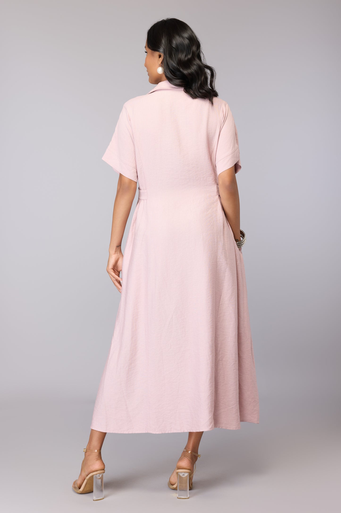 Lavender Breezy Buttoned Dress