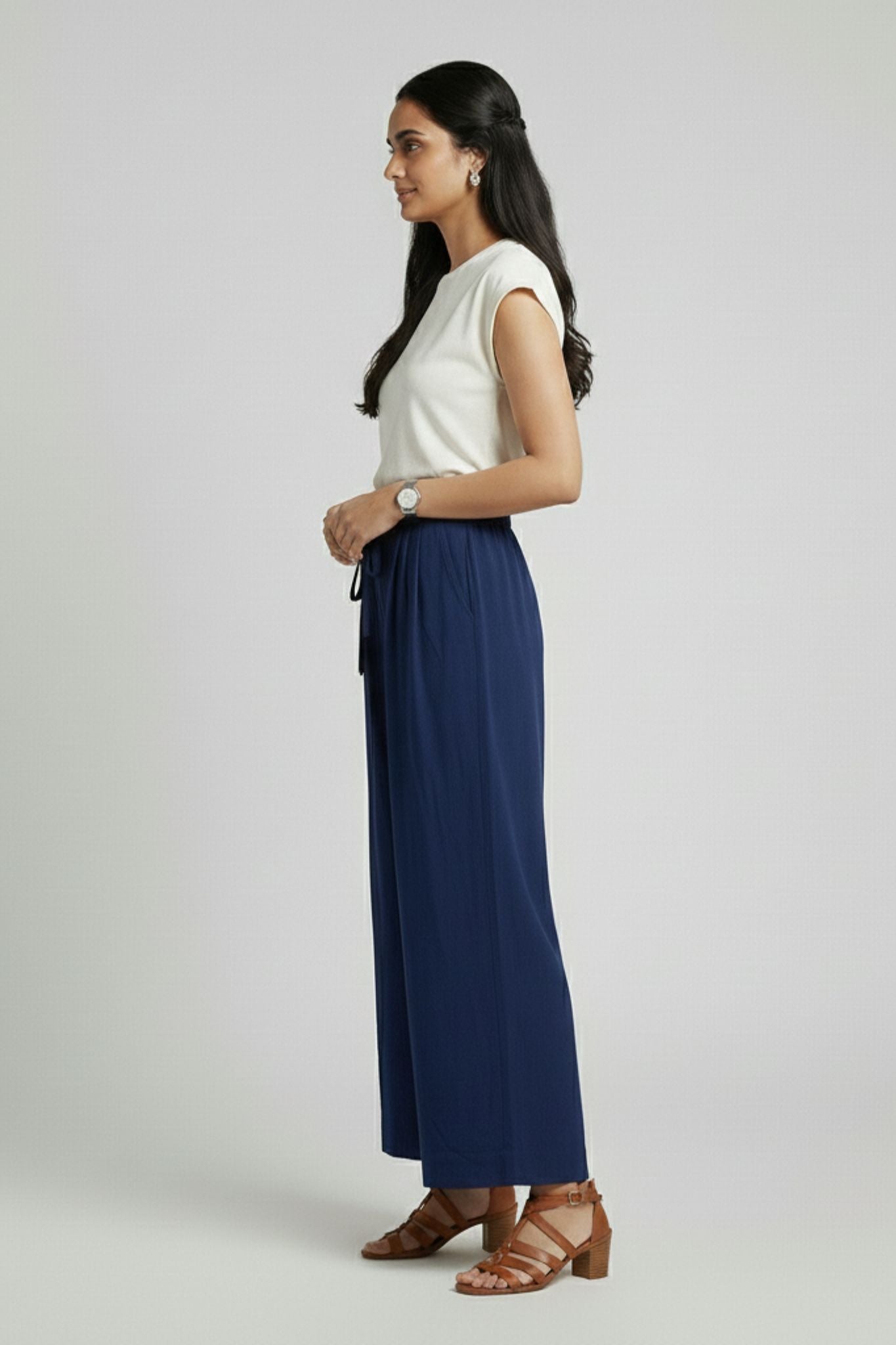 Smart Casual Trousers - Navy | Polyester