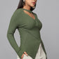 Ribbed Wrap Knit Sweater - Olive