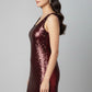 Red Sequin Midi Cocktail Dress