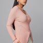 Ribbed Wrap Knit Sweater - Mauve