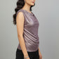 Pink Metallic Draped Top